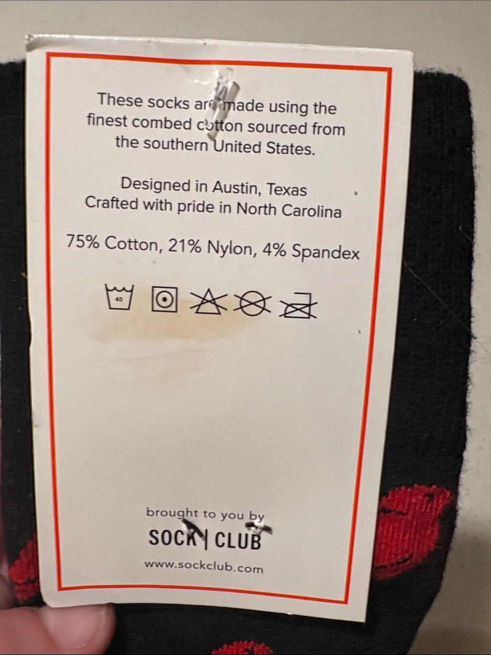 Black Socks with Red Bird Pattern